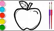 Let's draw an apple | Painting & Coloring for Kids & Toddlers | Kid's art