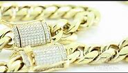 Men's 14k & 18k Gold Cuban Link Chain & Bracelet Set 1ct Lab Diamonds