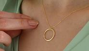 14k Solid Gold Circle Necklace for Women | Dainty Ring Pendant Necklace | 14k Gold Open Circle Pendant Necklace | Simple Round Karma Jewelry | Yellow, White Or Rose Gold | Handmade Gift