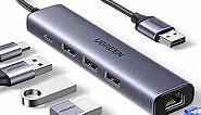 UGREEN USB 3.0 to Ethernet Adapter, 5 in 1 Multiport Hub with Gigabit RJ45 and Type-C Power Port, LAN Network Adapter Compatible with Laptop PC MacBook Mac Mini Surface XPS Windows Linux MacOS