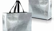 Nush Nush Silver Gift Bags Large Size - Set of 12 Reusable Silver Gift Bags With Handles - Ideal as Large Goodie Bags, Party Favor Bags, Birthday Gift Bags - Large Gift Bags -11X5X13 Size
