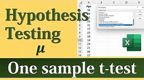 Hypothesis t-test for One Sample Mean using Excel’s Data Analysis