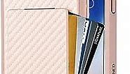 ZVEdeng Protective Credit Card Case Carbon Fiber Card Grip Slim Wallet Case for 7 Plus/8 Plus 5.5'' Rose Gold