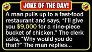 🤣 BEST JOKE OF THE DAY! - One evening a man walks into a fast-food place to buy a... | Funny Jokes