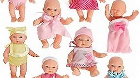 Mommy & Me Baby Doll Set, Mini Baby Dolls, Collection of 8 Assorted 5 Inch Dolls in Colorful Outfits and Matching Accessories Small Baby Dolls for Girls Toddlers and Kids