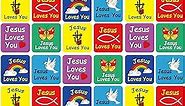 480 Pcs Jesus Loves You Christian Stickers Self Adhesive Paper Christian Stickers for Kids Multi Color Catholic Stickers Butterfly Rainbow Dove Heart Fish Religious Stickers for Jesus(Cute Style)