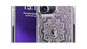 bicol Compatible with iPhone 15 Pro Max Case,Crystal Clear Cover with Fashionable Designs for Girls Women,Slim Fit Shockproof Protective Acrylic Phone Case 6.7 inch,Henna