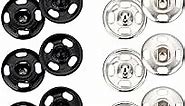 Sumind 100 Sets Sew-on Snap Buttons Metal Snap Fastener Buttons Press Button for Sewing Clothing, Black and Silvery(10mm)