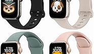 BRG 4 Pack Compatible Bands for Apple Watch 38mm-49mm, Soft Silicone Sport Replacement Straps for iWatch Ultra SE Series 8-1