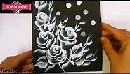 Easy Monochrome rose painting/Black and white flowers acrylic painting/One stroke painting.