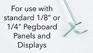 10 inch Chrome Pegboard Hooks - Peg Hooks fits in 1/4" or 1/8" holes (20 Pack)