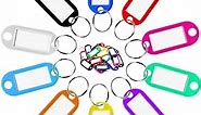 Key Labels, 100 Pcs Key Ring Tags with Ring and Label Window, Key Chain ID Tags with Container for Luggage, Backpacks, Key (10 Colors)