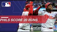 The Phillies crush two grand slams and score 20 runs to blow out Marlins