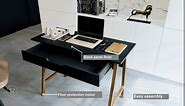 Parma 42-Inch Minimalist Black Computer Desk with Storage Drawer for Home Office