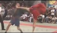Khabib Nurmagomedov eats a vicious headkick during sambo match