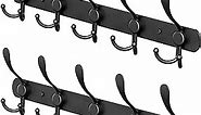 Matte Black Coat Rack Wall Mount with 5 Tri Hooks for Hanging Towel, Bag, Hat, Keys - 16 Inch Heavy Duty SUS304 Stainless Steel Rustic Wall Hook Rack for Bathroom Entryway - 2 Pack