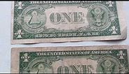SILVER CERTIFICATE - USA $1Dollar bill series of 1935 D cut error