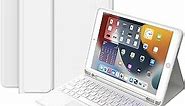 iPad Keyboard 9th Generation, Keyboard for iPad 8th Generation/7th Gen 10.2 Inch, Smart Trackpad, Detachable Wireless with Pencil Holder, Flip Stand Keyboard Case for iPad 9th/8th/7th Gen 10.2”, White