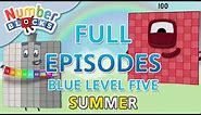 @Numberblocks- #SummerLearning Numberblocks | Blue Level Five | Full Episodes 1-3