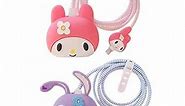 2 Packs 3D Cute Cartoon Charger Cover Charger Protector Charger Case Cable Protector for iPhone Fast Charger 18W/20W USB-C Power Adapter and Lightning Cable(2Packs)