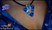 Beaded Pendant Triangle with seed & bugle beads. 3D Beading Tutorial