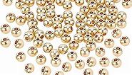 PH PandaHall 6mm Gold Spacer Beads 150pcs 14K Gold Plated Beads Bracelet Beads Long-Lasting Round Ball Brass Seamless Smooth Loose Beads for Summer Stackable Necklace Bracelet Earring Jewelry Making