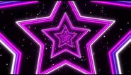 Pink and Purple Shining Stars Neon Lights Tunnel | 4k abstract background screensaver with particles