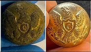 A simply easy way to clean your Metal Detecting dug up Civil War buttons with gold gilt!!!