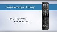 Bose CineMate Universal Remote - Programing and Using