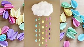 Wall Hanging Craft Rain Drops and Cloud | Paper Crafts | Room Decoration Ideas