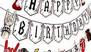 Rock and Roll Birthday Banner 3Pcs One Rocks Party Banners Rock Music Birthday Party Decoration Rock Party Hanging Cutout Banners for Rock and Roll Baby Shower Supplies