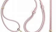 Rope Phone Strap Set,Universal Phone Lanyard with Wrist Strap,Adjustable Crossbody Cell Phone Neck Strap Wristlet Hand Strap,2 PCS Phone Tether Patches Pink