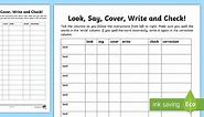 Look, Say Cover, Write and Check Blank Editable Template Worksheet