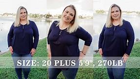 Buyer Size: 20 Plus-Navy Blue-Plus Size Tops for Women