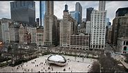 Cloud Gate “The Bean” at Chicago’s Millennium Park Aerial View | 4K Drone footage