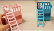 How to make Paper Bunk Bed | Mini Paper bed for doll house | Origami Bed easy | origami paper craft