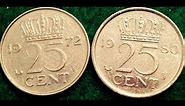 1972 & 1980 Netherlands 25 Cent Coins