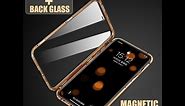 Double sided glass Metal Magnetic Adsorption Case 360 Full Protection for iphone x xs max xr