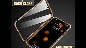 Double sided glass Metal Magnetic Adsorption Case 360 Full Protection for iphone x xs max xr