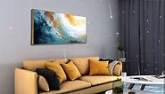 Piy Painting Wall Art Framed Abstract Canvas Artwork Decor Modern Colorful Graffiti Navy Blue Sea Wave Picture Print Paintings for Living Room Bedroom Home Office Walls Ready to Hang 20x40