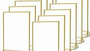 MaxGear Acrylic Sign Holder with Gold Border 4x6", Gold Table Number Holders for Wedding, Gold Picture Frame Clear Double Sided for Photo and Art Display, 12-Pack
