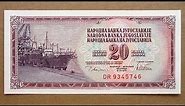 20 Yugoslavian Dinars Banknote (Twenty Dinars Yugoslavia: 1978) Obverse & Reverse