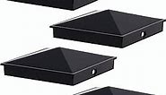 Azdele 6x6 Aluminum Pyramid Post Caps Cover for 6x6 Nominal Wood Post(Actual 5.5" x 5.5" Wood Post), with Matte Finish Powder Coated Surface, for Fences Wood Post of Decks or Corridors(Black, 4Pack)