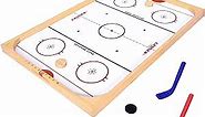 GoSports Ice Pucky Wooden Tabletop Hockey Game for Kids & Adults - Includes 1 game board, 2 Hockey Sticks & 3 Pucks