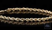 14k Yellow Gold Rope Chain Bracelet, 5mm/9