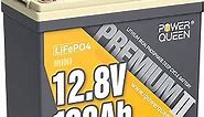 power queen 12V 100Ah Mini LiFePO4 Lithium Battery, Deep Cycle Battery with Upgraded 100A BMS, Max 1280Wh Energy, Up to 15000 Cycles & 10-Year Lifespan for RV, Solar, Trolling Motor & Camping