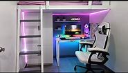 DIY | BUDGET LOFT BED WITH GAMING ROOM SETUP | How to build it easy | Space saving room