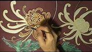 Silk painting. Japanese chrysanthemums. Батик "Японские хризантемы"