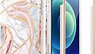 Caka iPhone 12 Case, iPhone 12 Pro Marble Case with Built-in Screen Protector Full Body Protection for Girls Women Shockproof Marble Phone Case for iPhone 12 12 Pro (6.1 inches) (Rose Pink)