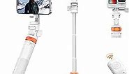 EUCOS 62" Tripod for Phone, Newest Selfie Stick Tripod with Remote & Lightweight Phone Tripod, Solidest Portable Cell Phone Tripod, Compatible with iPhone/Android [White]